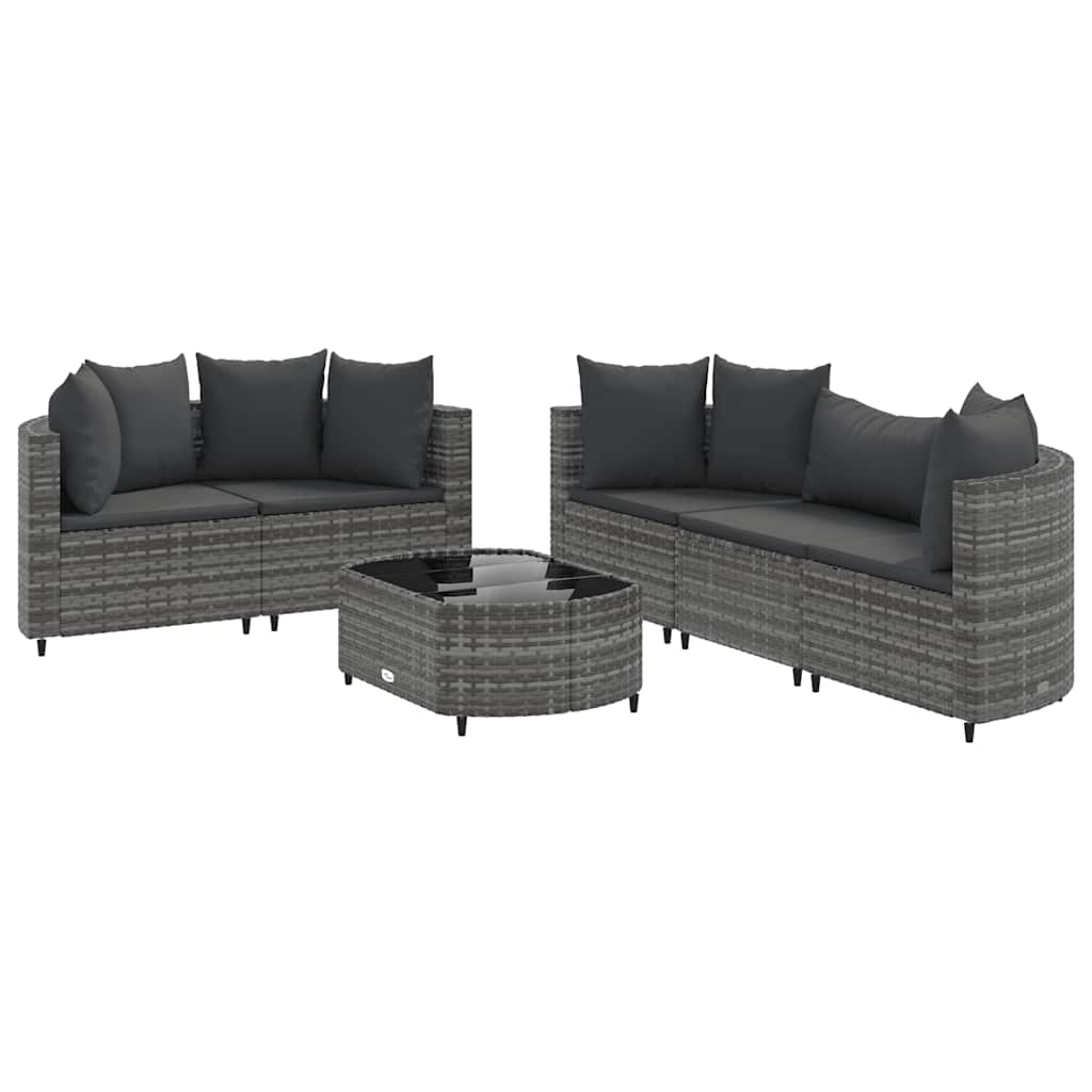 Patio Sofa Set Set of 6 Grey Poly Rattan 6 Piece Set Modular