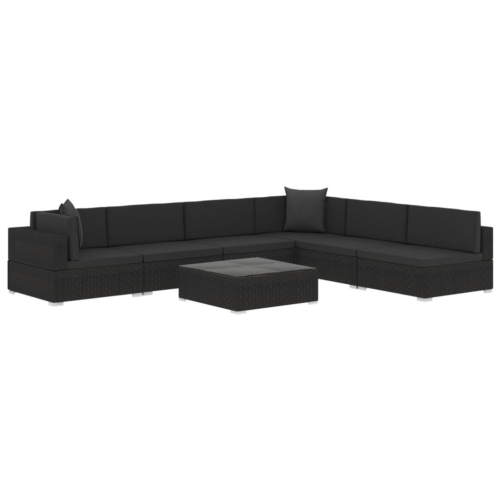 Patio Sofa Set Set of 7 Black