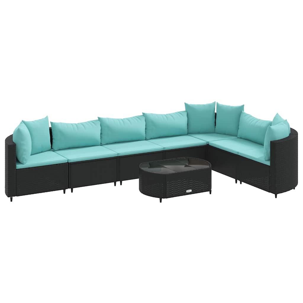 Patio Sofa Set Set of 7 Black, Water Blue