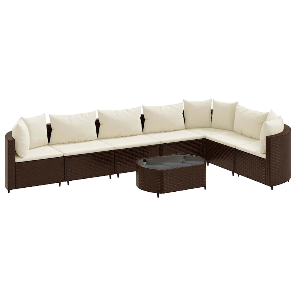 Patio Sofa Set Set of 7 Brown, Cream White