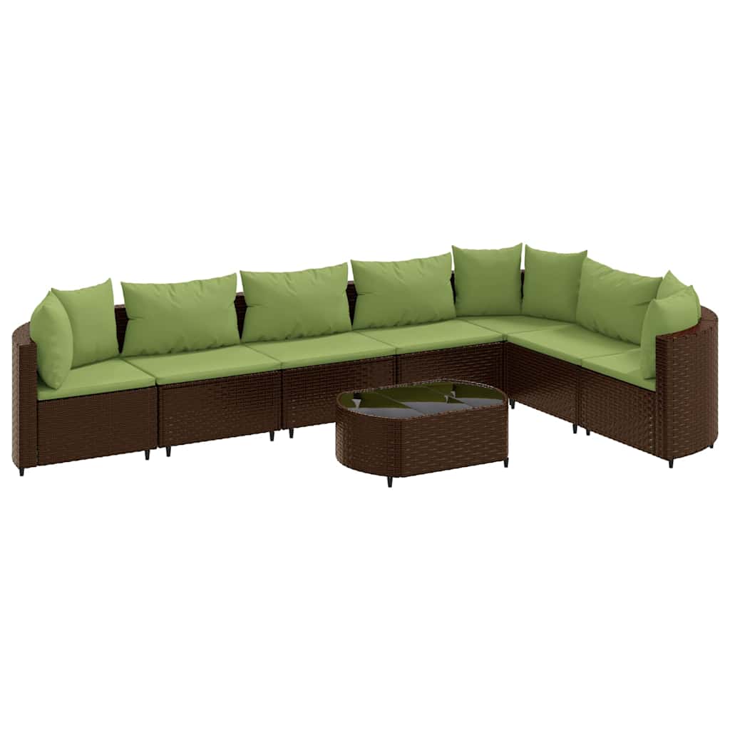 Patio Sofa Set Set of 7 Brown, Green
