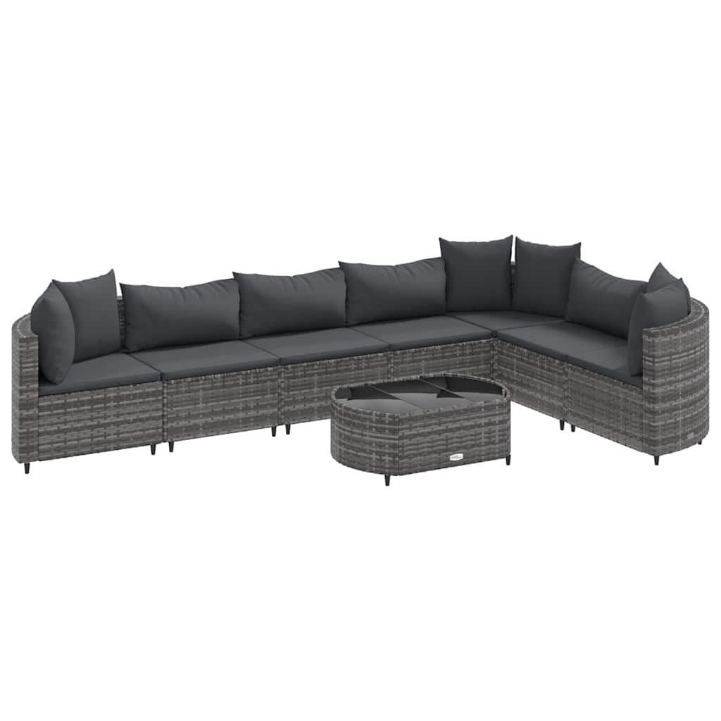 Patio Sofa Set Set of 7 Gray PE Rattan 8 Piece Modular