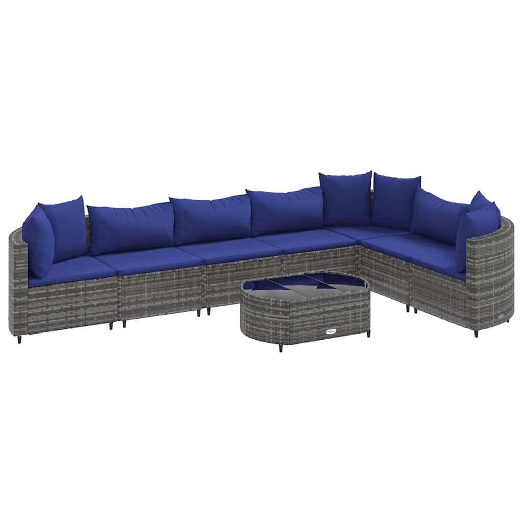 Patio Sofa Set Set of 7 Grey PE rattan Medium Adjustable Feet