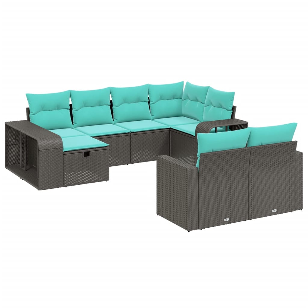 Patio Sofa Set Set of 8 Black, Blue