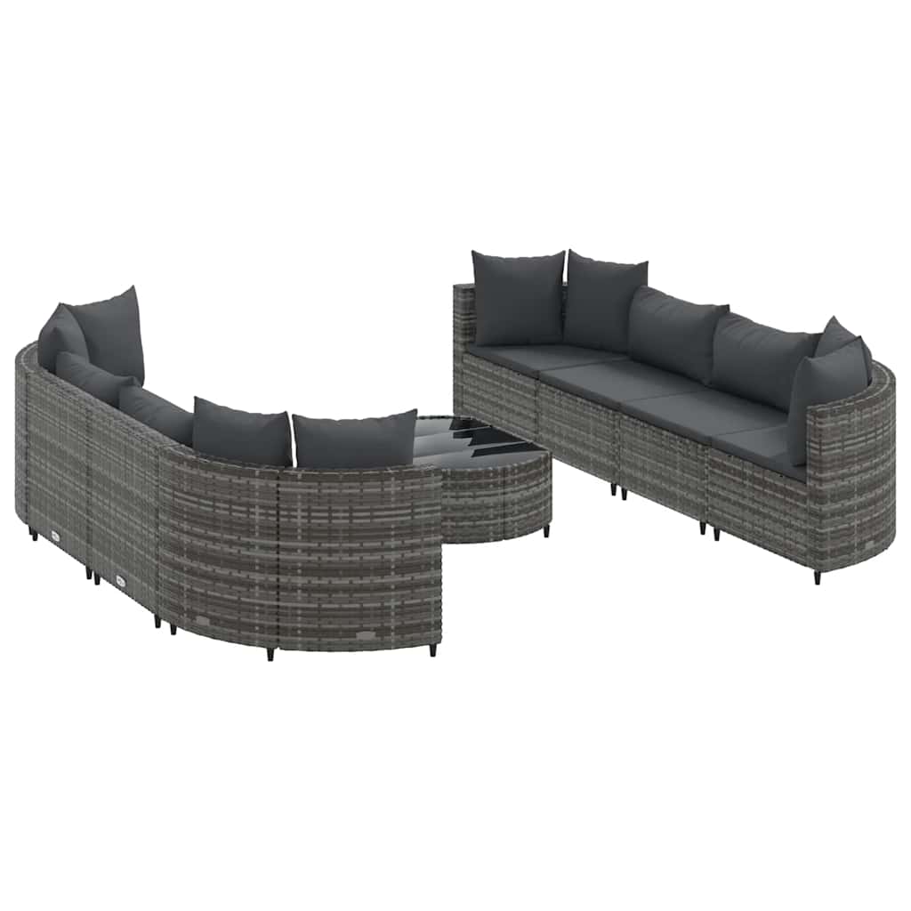 Patio Sofa Set Set of 8 Grey PE rattan Large