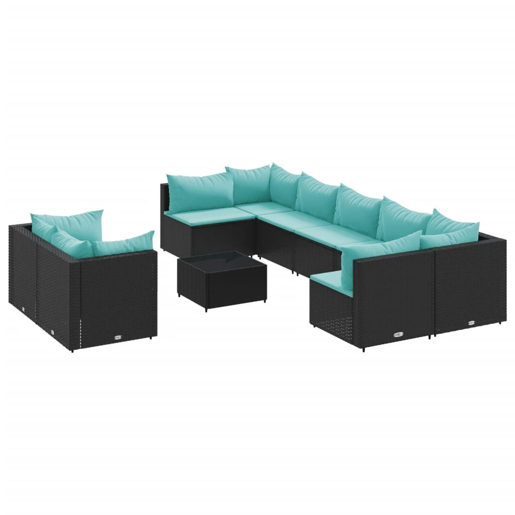 Patio Sofa Set Set of 9 Black