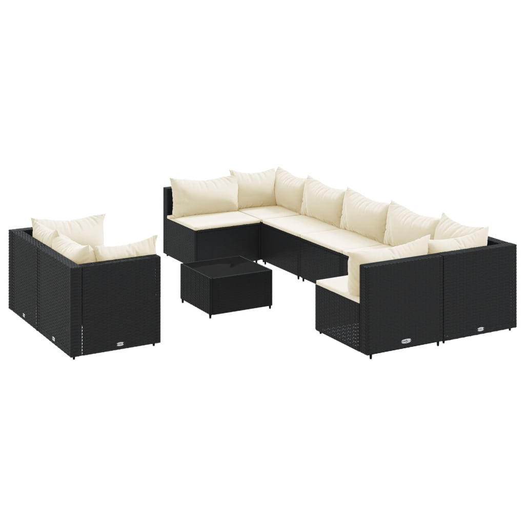 Patio Sofa Set Set of 9 Black and cream