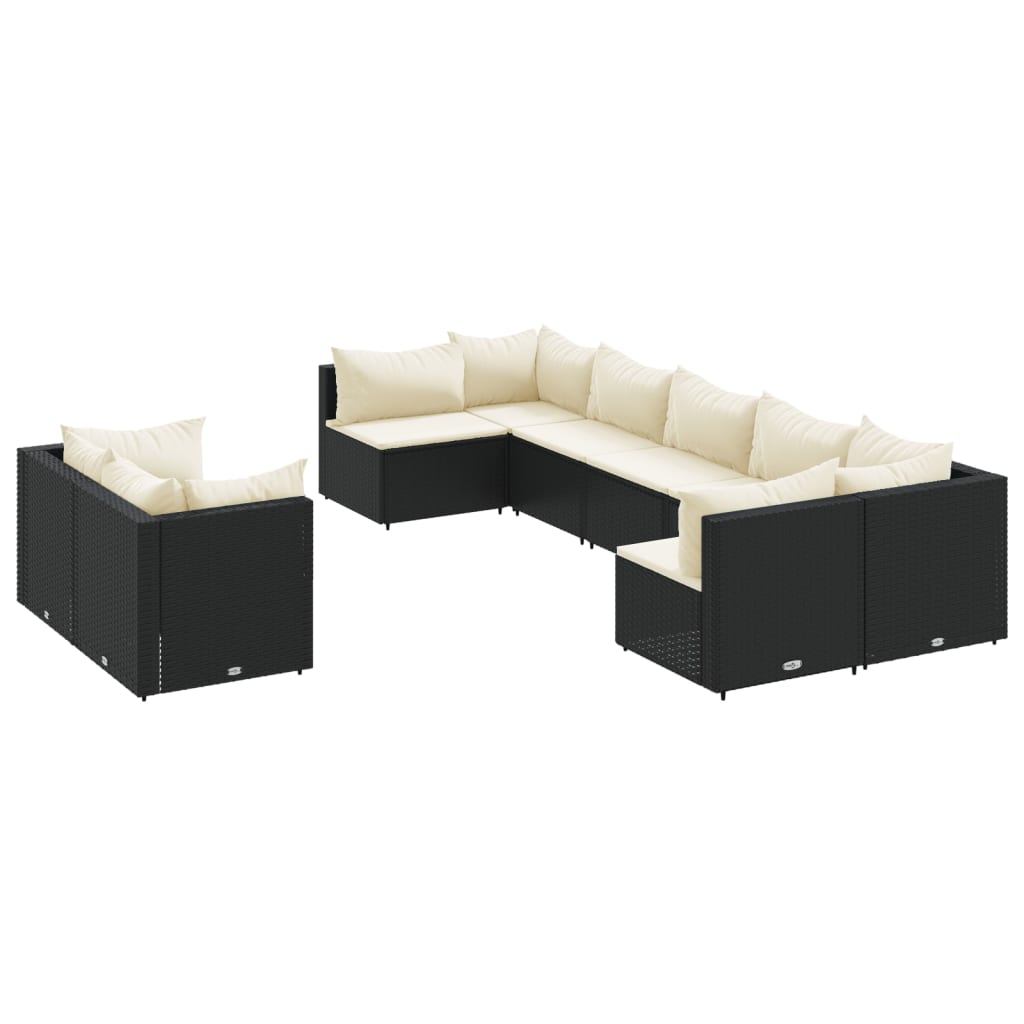 Patio Sofa Set Set of 9 Black Poly Rattan 9 Piece Modular
