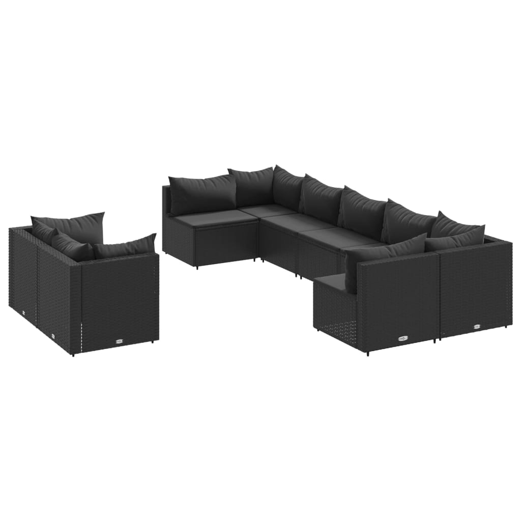 Patio Sofa Set Set of 9 Black