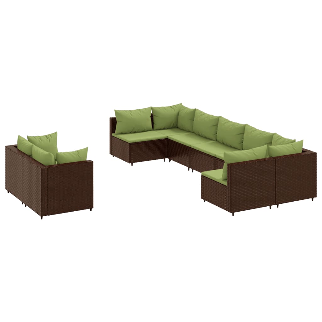 Patio Sofa Set Set of 9 Brown and Green