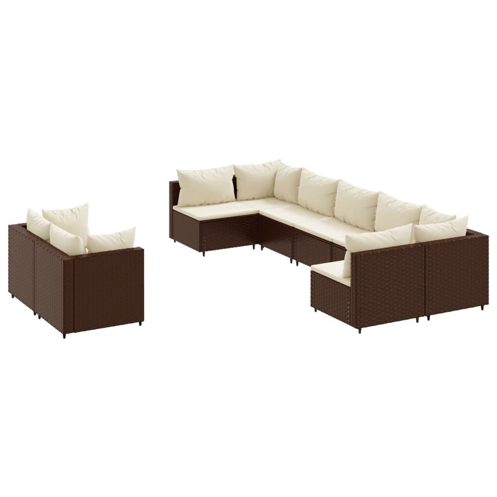 Patio Sofa Set Set of 9 Brown, Cream white