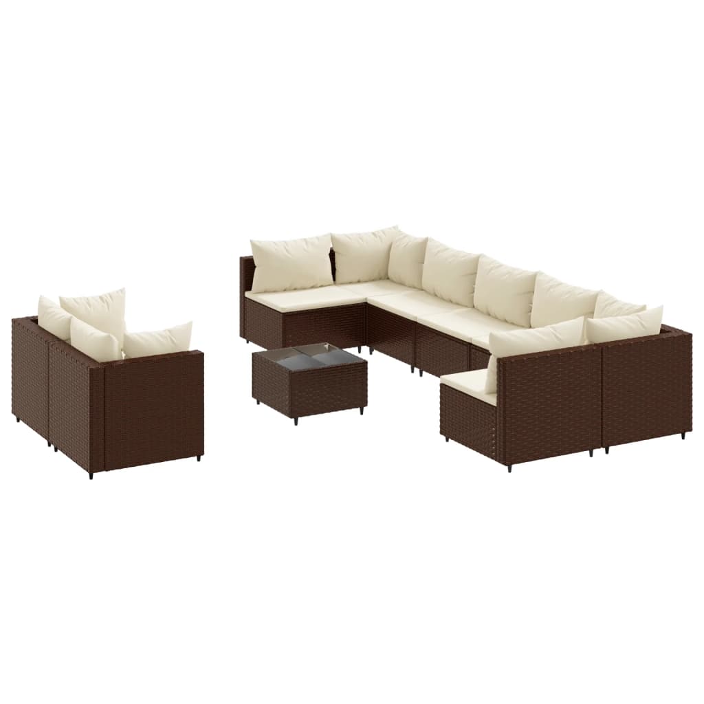 Patio Sofa Set Set of 9 Brown, Cream White