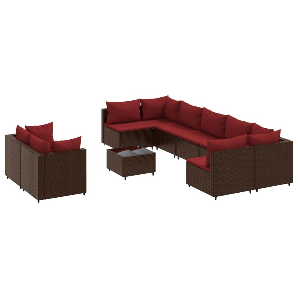 Patio Sofa Set Set of 9 Brown PE rattan 10 Piece Set