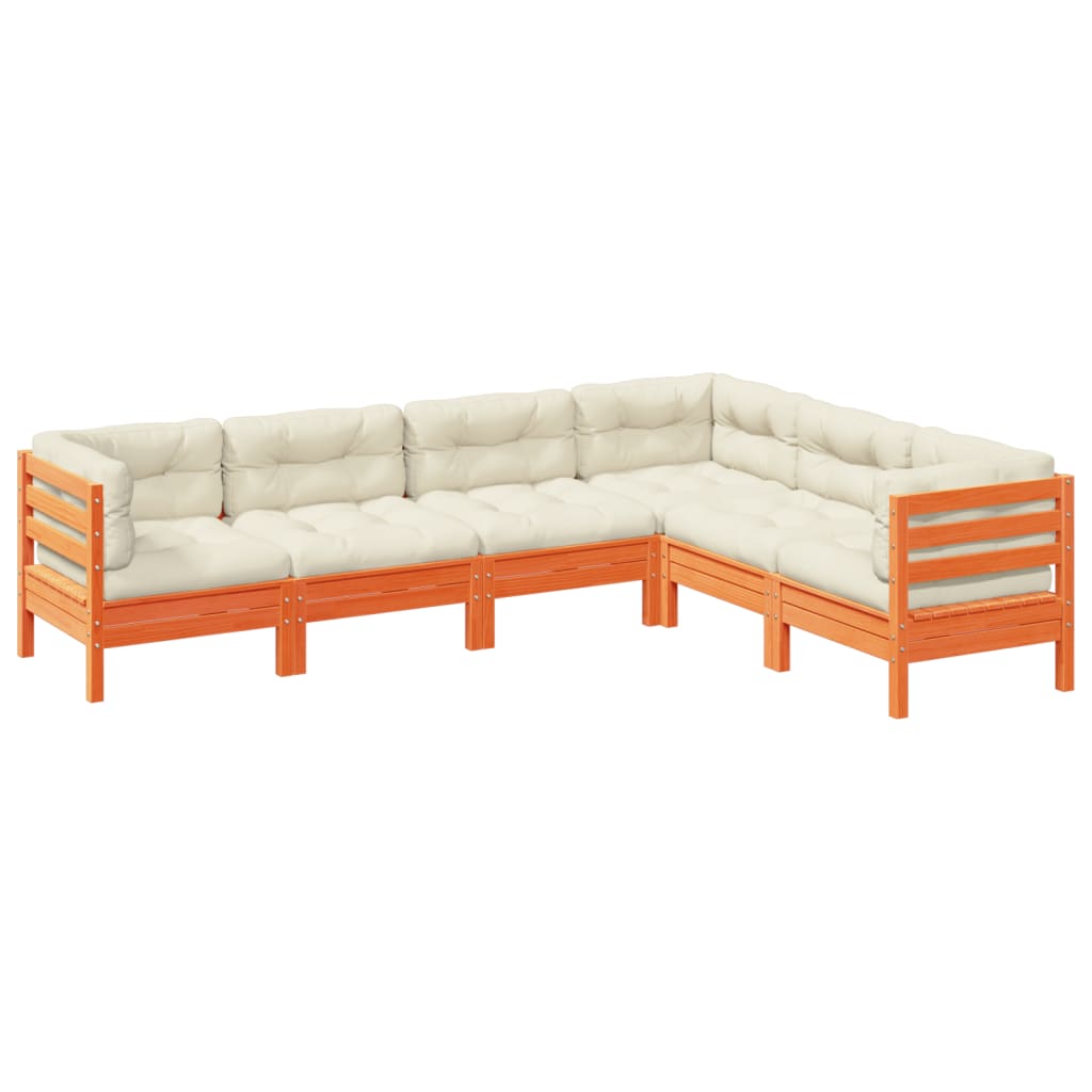 Patio Sofa Set Wax brown Solid pine wood Large Modular