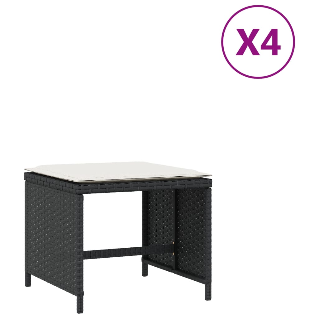 Patio Stool Black, Cream white