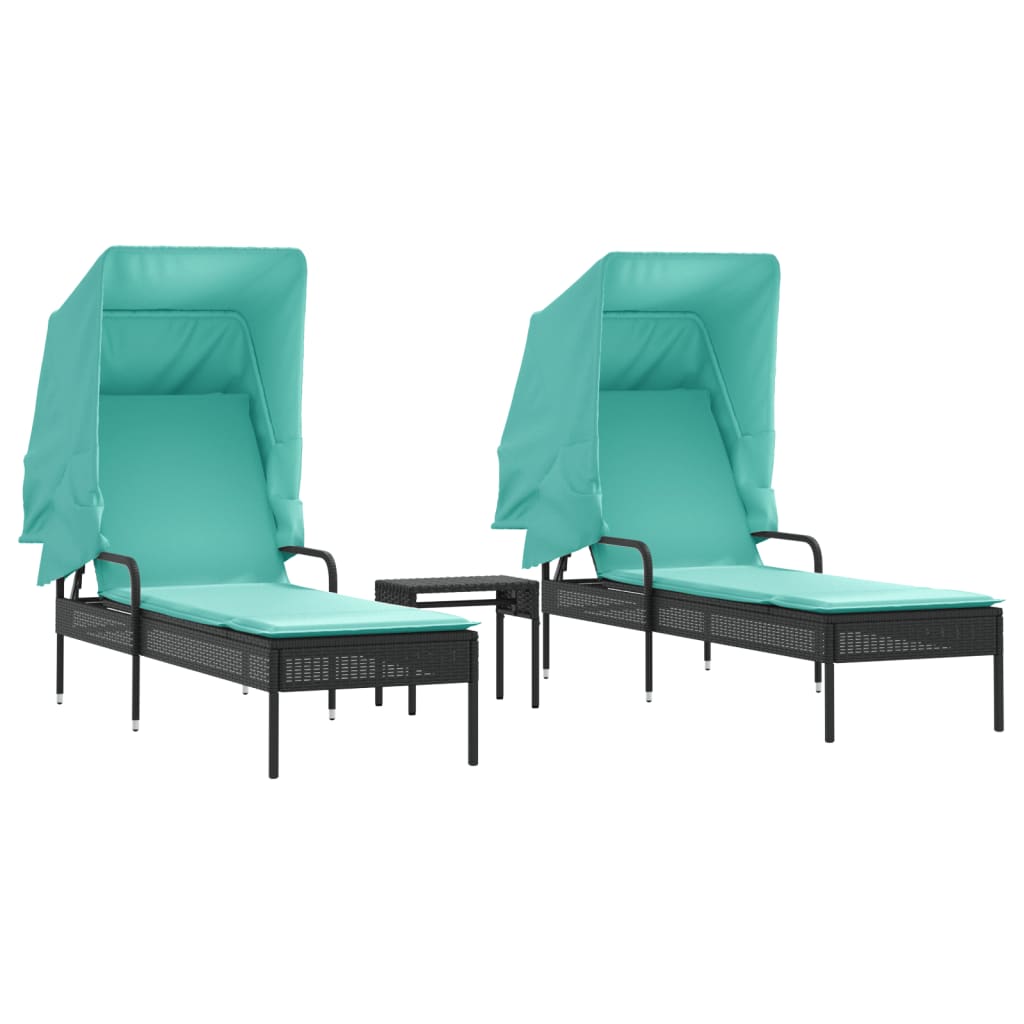 Patio Sun Lounger Black, Turquoise