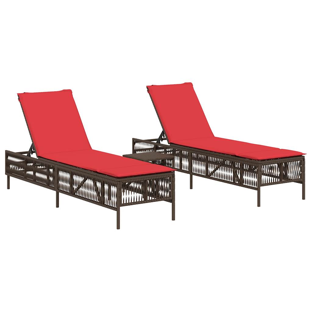 Patio Sun Lounger Brown PE rattan 78 x 21.7 x 37.8 in