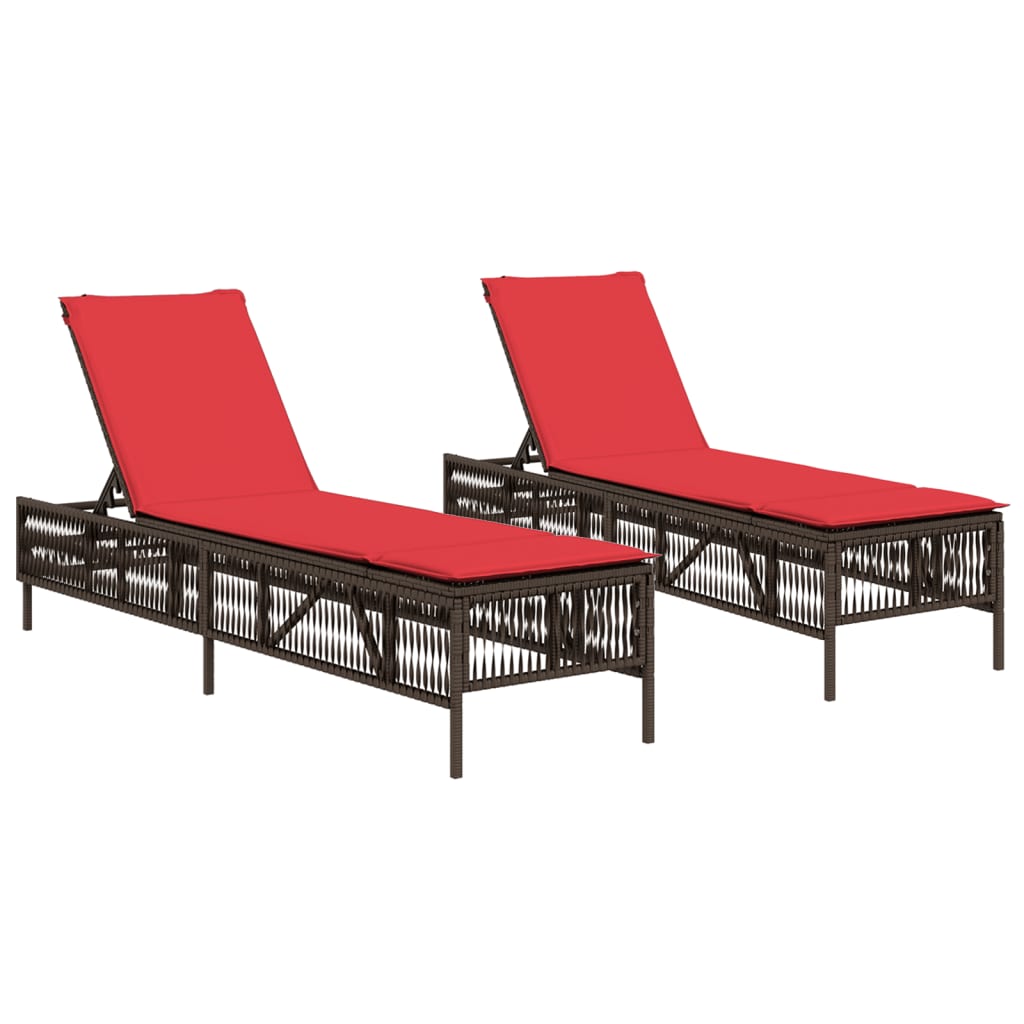 Patio Sun Lounger Brown PE rattan Standard
