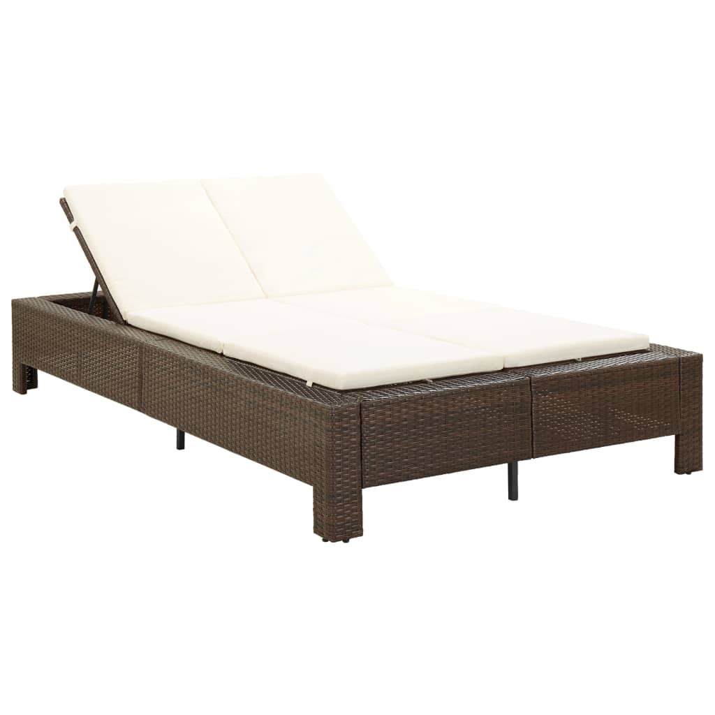Patio Sun Lounger Brown rattan PE rattan Large