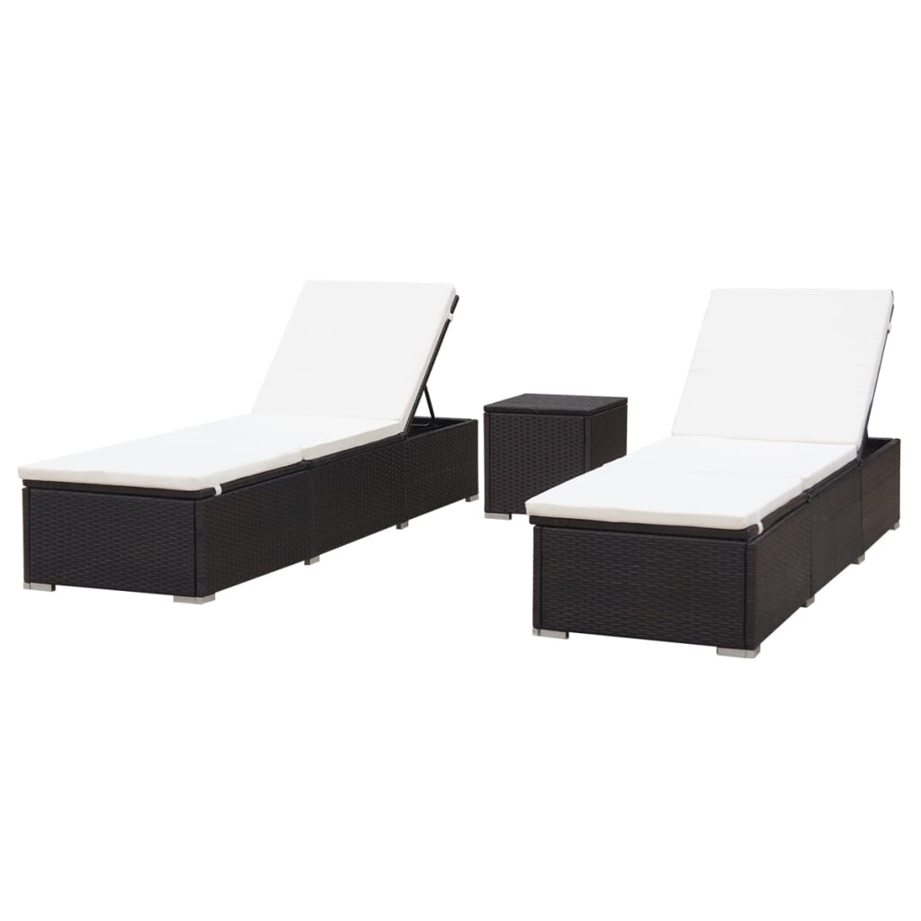 Patio Sunlouger Set of 2 Brown PE Rattan Large