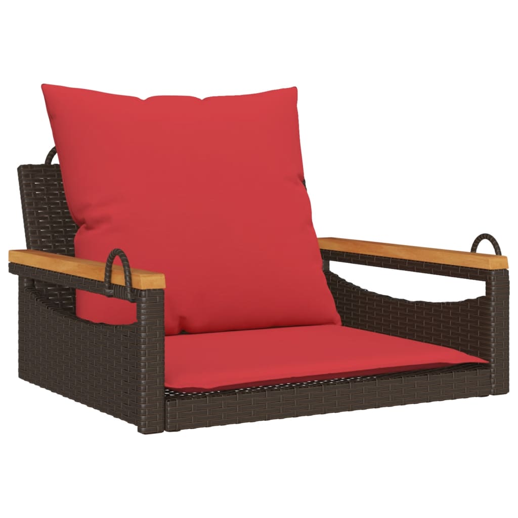 Patio Swing Bench Brown PE rattan One Size UV-resistant materials