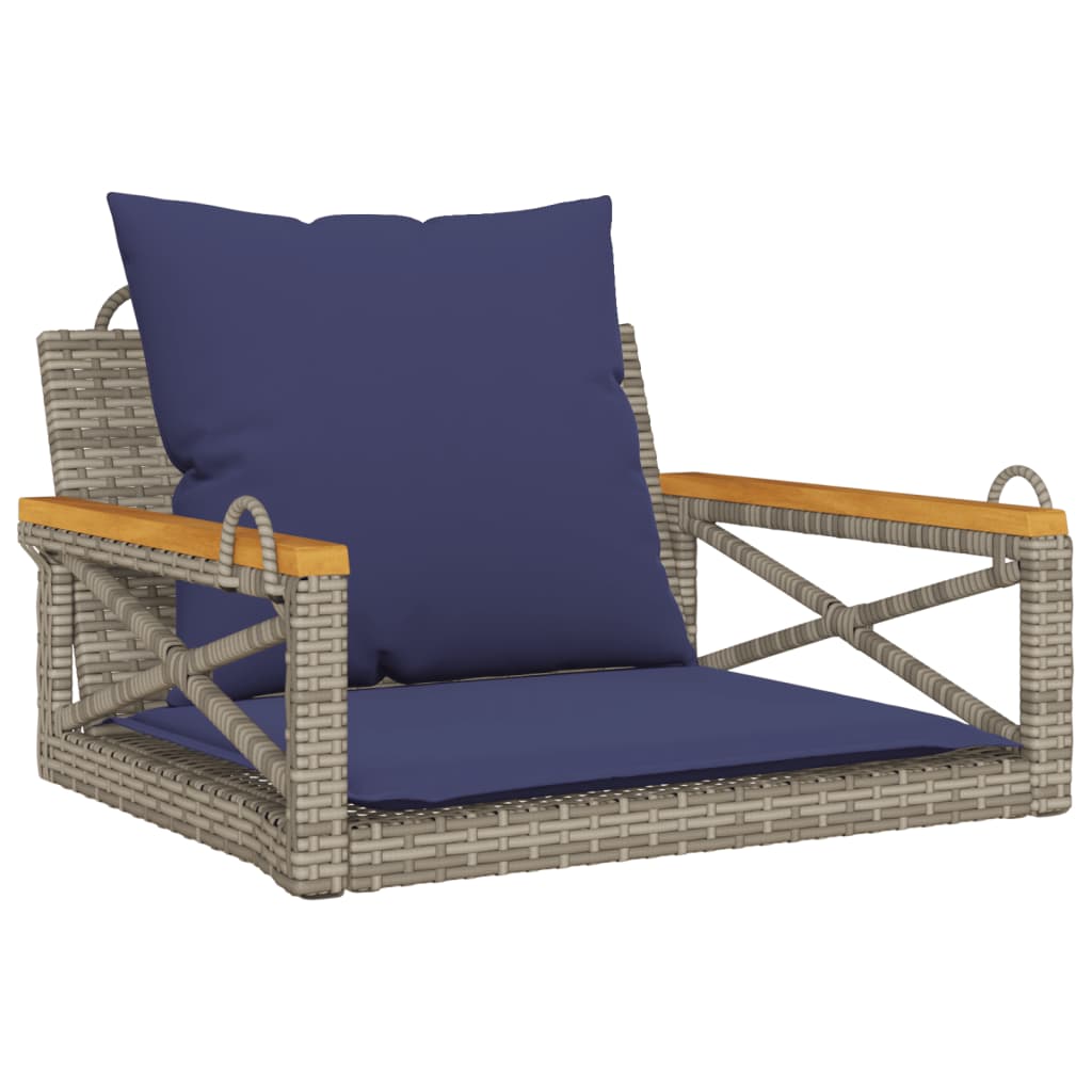 Patio Swing Bench Gray PE rattan Single Detachable
