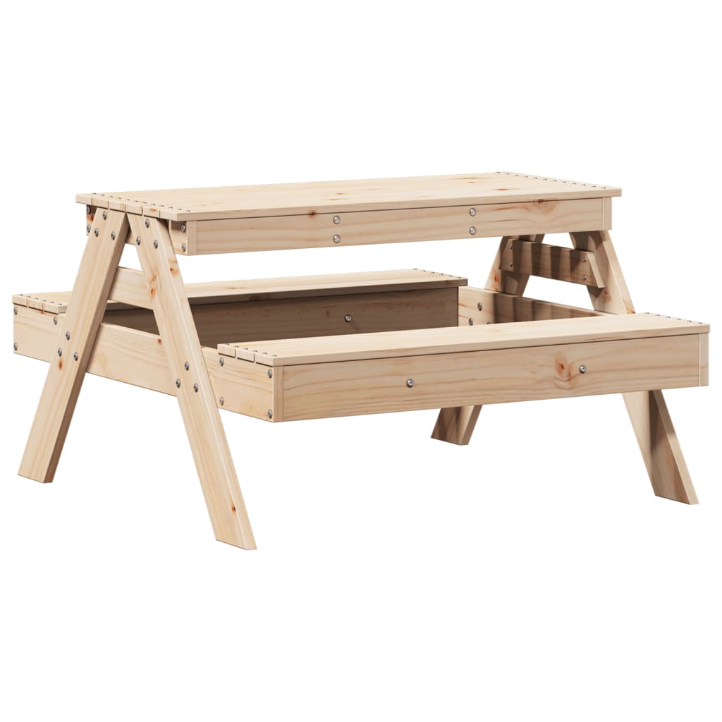 Picnic Table Natural wood color Solid Pine Wood
