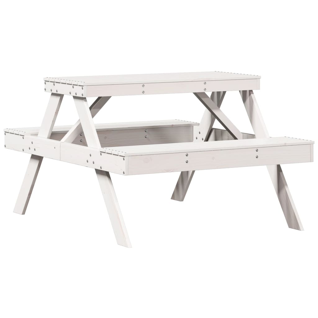 Picnic Table White Solid pine wood Standard Durable