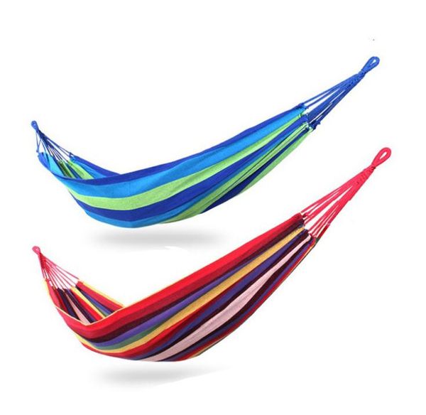 Portable 120 kg capacity garden hammock bed for travel, camping, and outdoor sleeping, made of striped canvas, size 190x80cm SN191