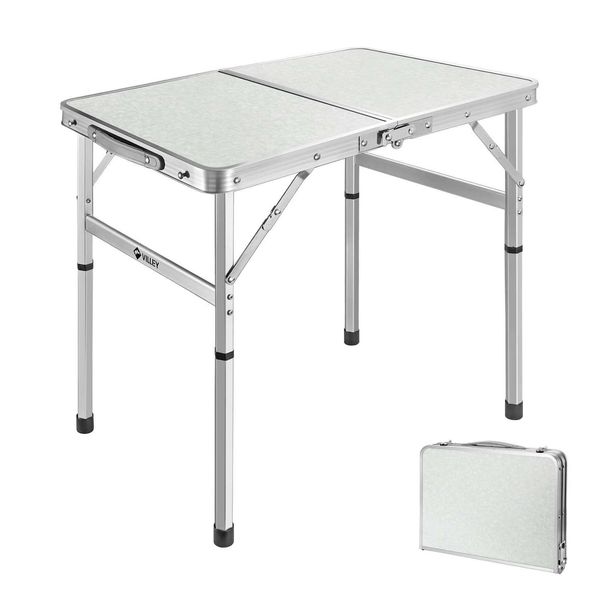 Portable aluminum alloy camping table, 61cm/91cm folding design for outdoor dining, supports up to 40kg