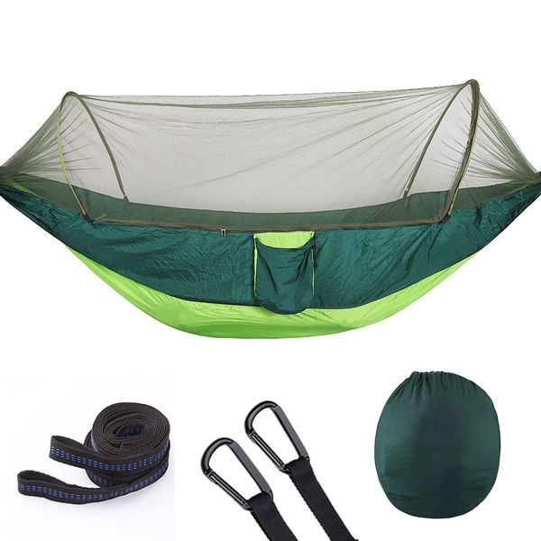 Portable camping hammock with mosquito net for outdoor use