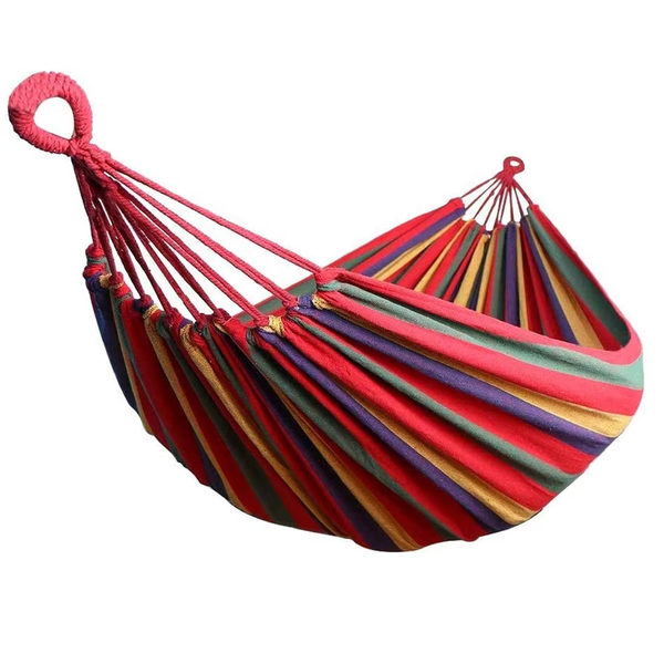 Portable double folding hammock for outdoor camping and swinging