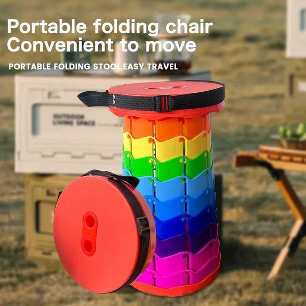 Portable foldable telescopic chair with adjustable height, ideal for outdoor, camping, fishing, or home use in bedroom, living room, or kitchen