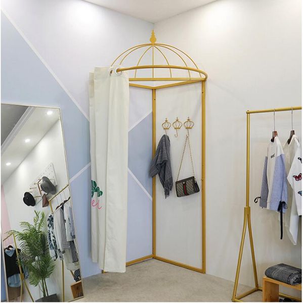 Portable folding changing space for clothing stores, mobile fitting room on commercial furniture floors