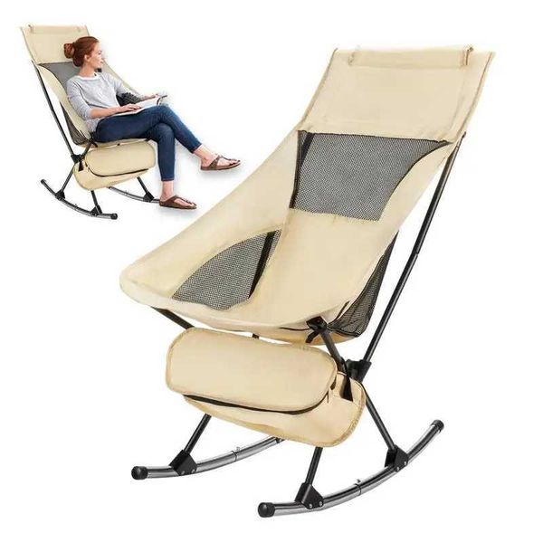 Portable folding rocking chair for beach and outdoor camping with backrest