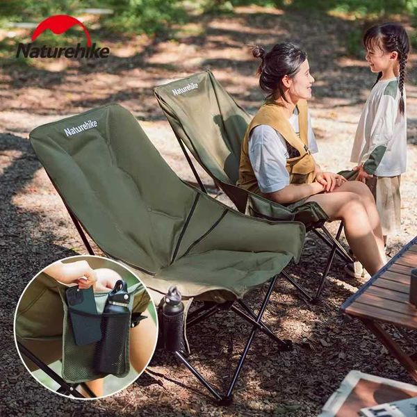 Portable high-back moon chair with adjustable backrest for outdoor camping, hiking, and leisure activities