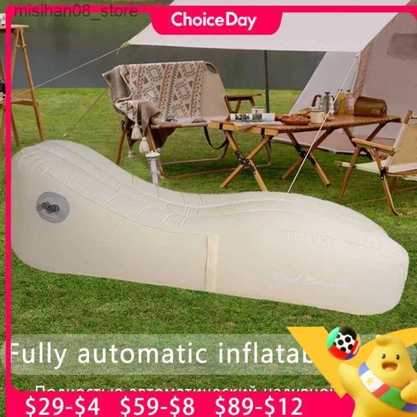 Portable inflatable bed for outdoor relaxation, perfect for camping and lounging