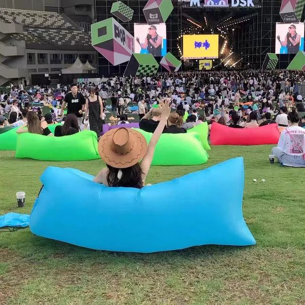 Portable inflatable outdoor sofa for beach, park, or grass use