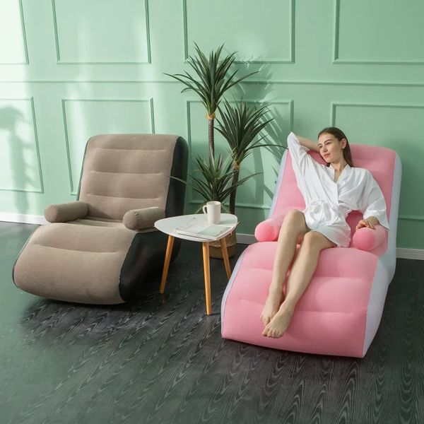 Portable inflatable recliner chair for outdoor camping and beach use
