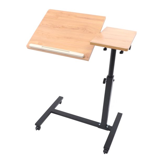 Portable laptop desk with adjustable height and wheels for hospital or bed use