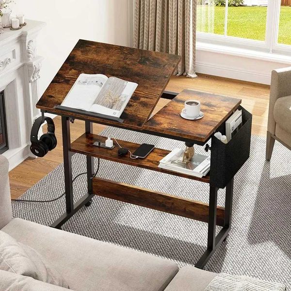 Portable laptop desk with built-in charging station, ideal for office or home workspace