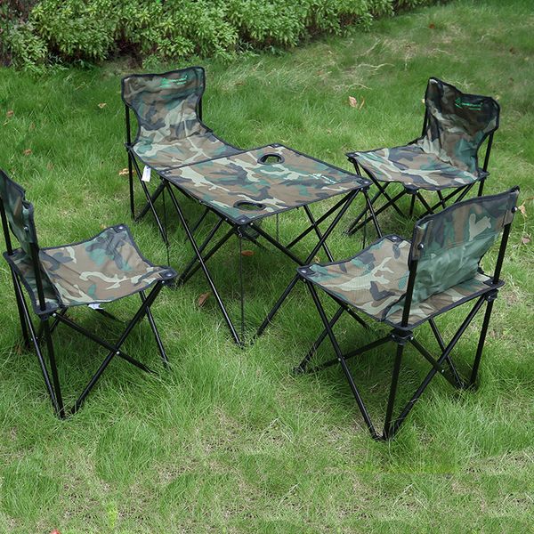 Portable lightweight aluminum alloy camping table with foldable fabric top for outdoor picnics and hiking