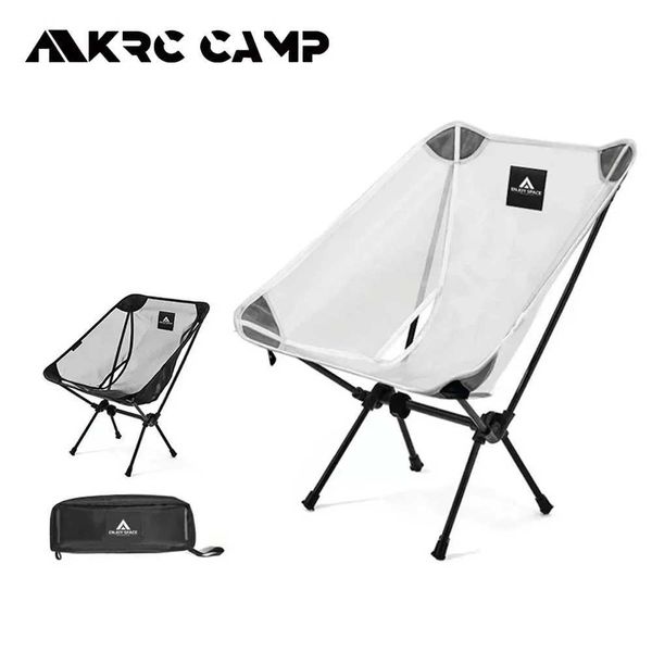 Portable moon chair for outdoor camping and fishing, foldable aluminum mesh design ensures breathability and prevents sinking