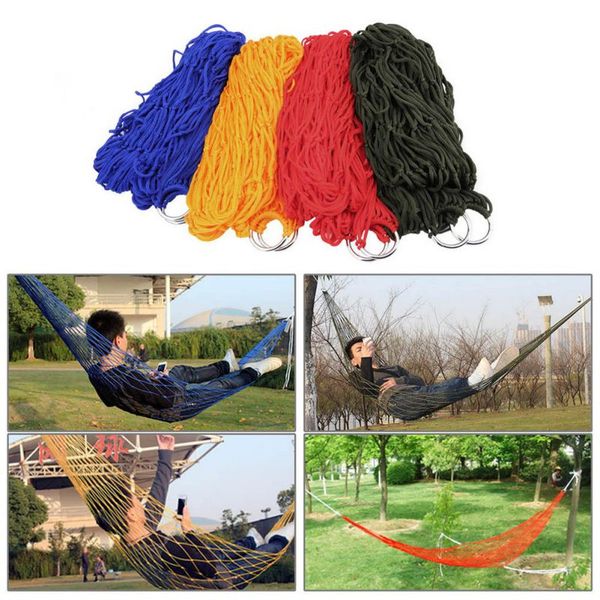 Portable nylon hammock for outdoor sleeping, camping, and travel