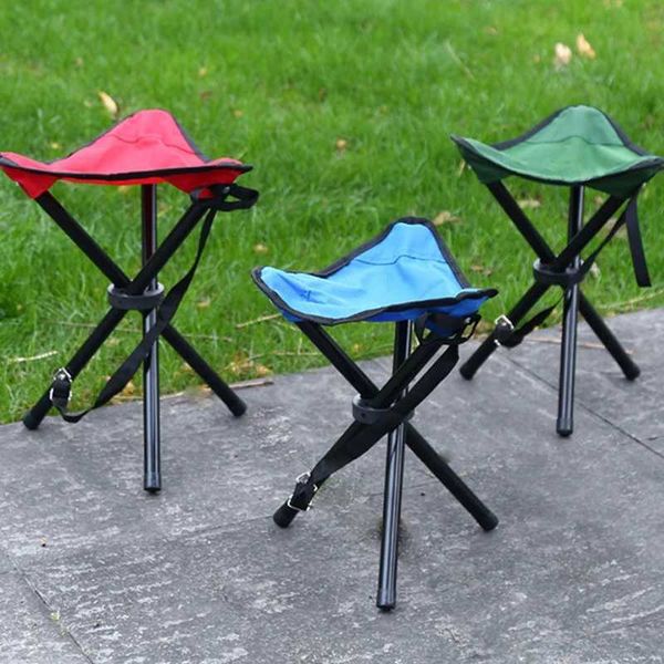 Portable outdoor folding chair for camping, travel, picnics, and fishing with three legs