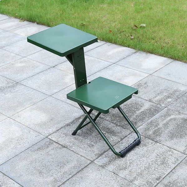 Portable outdoor workstation with integrated folding chair and writing tools for versatile use