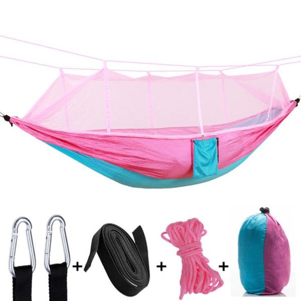 Portable single-person mosquito net hammock, foldable travel bed 260x140cm, fast delivery