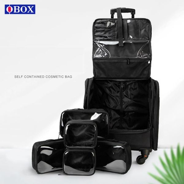 Portable wheeled cosmetic organizer with multiple layers for makeup storage and beauty tools