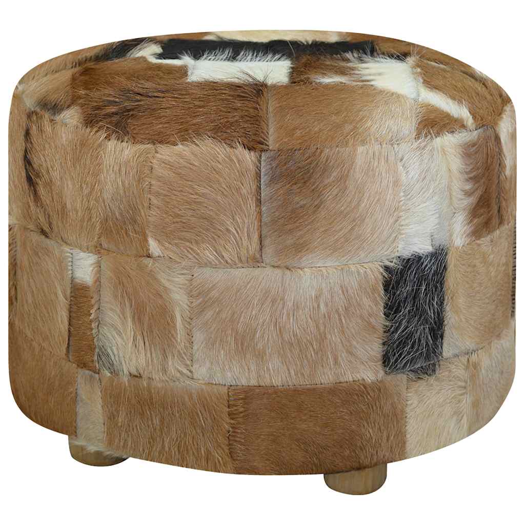 Pouffe Multicolor Genuine goat leather upholstery Medium Sturdy