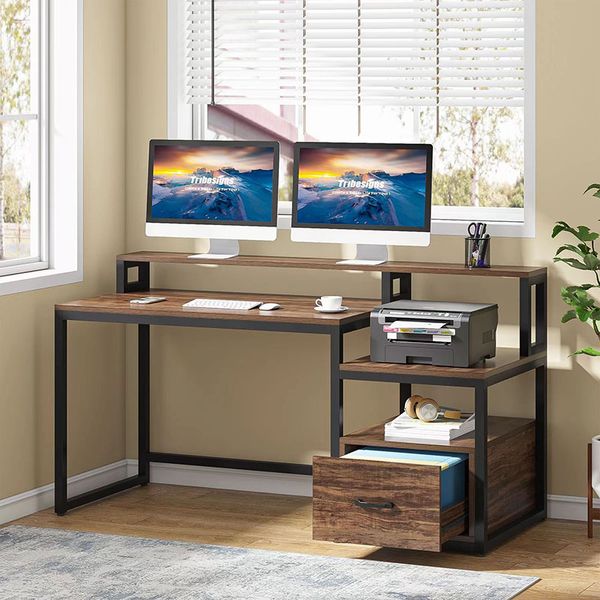 Price inquiry for vintage large office desk with file drawers and storage shelves